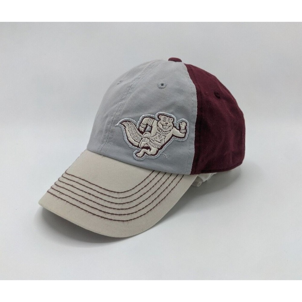MN Gophers Hat NCAA Adjustable buckle Gray Red Mascot Goldy Embroidered Logo